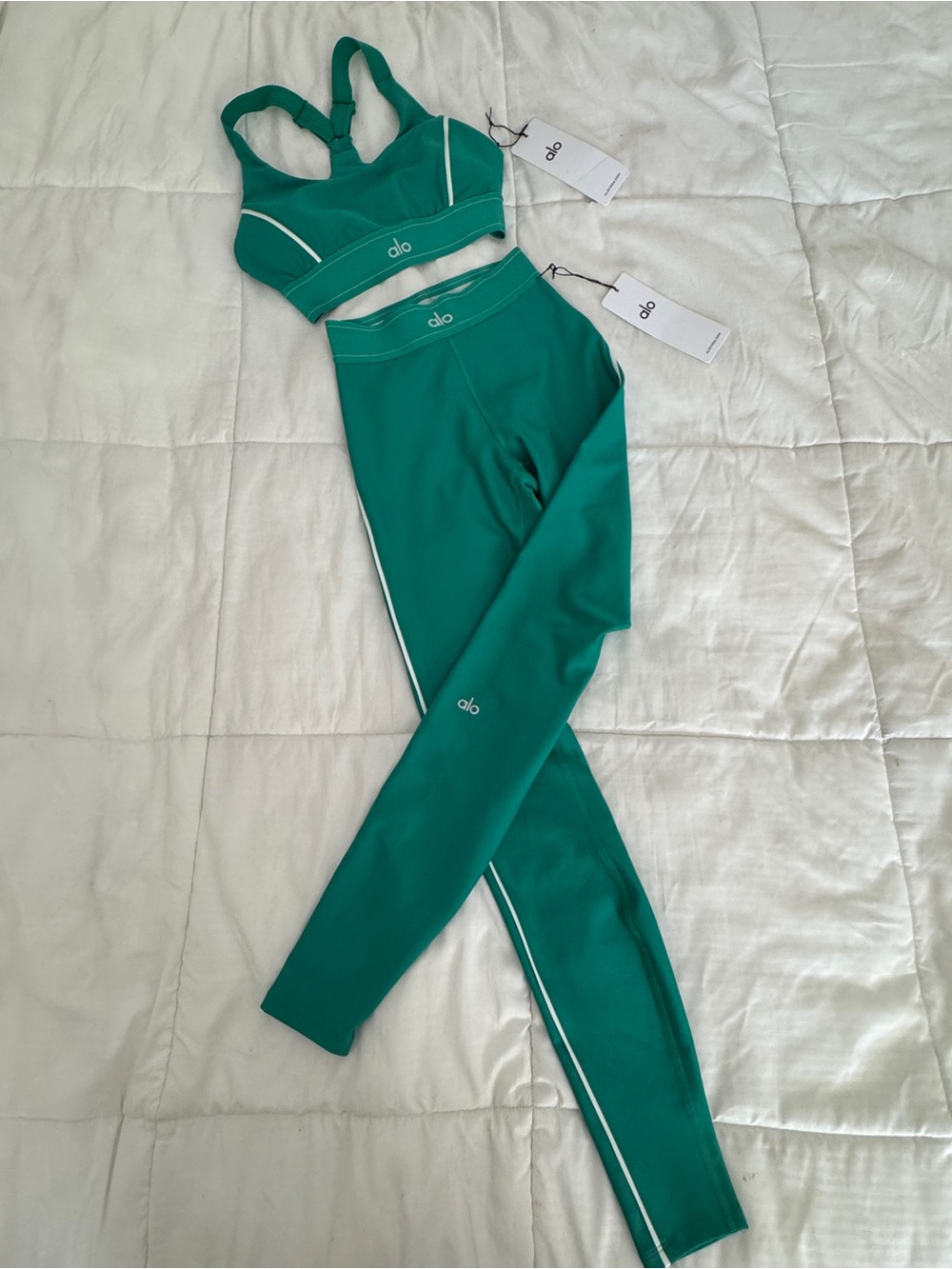 ALO Airlift High Waist Suit Up Legging Spruce Green/White XXS NWT